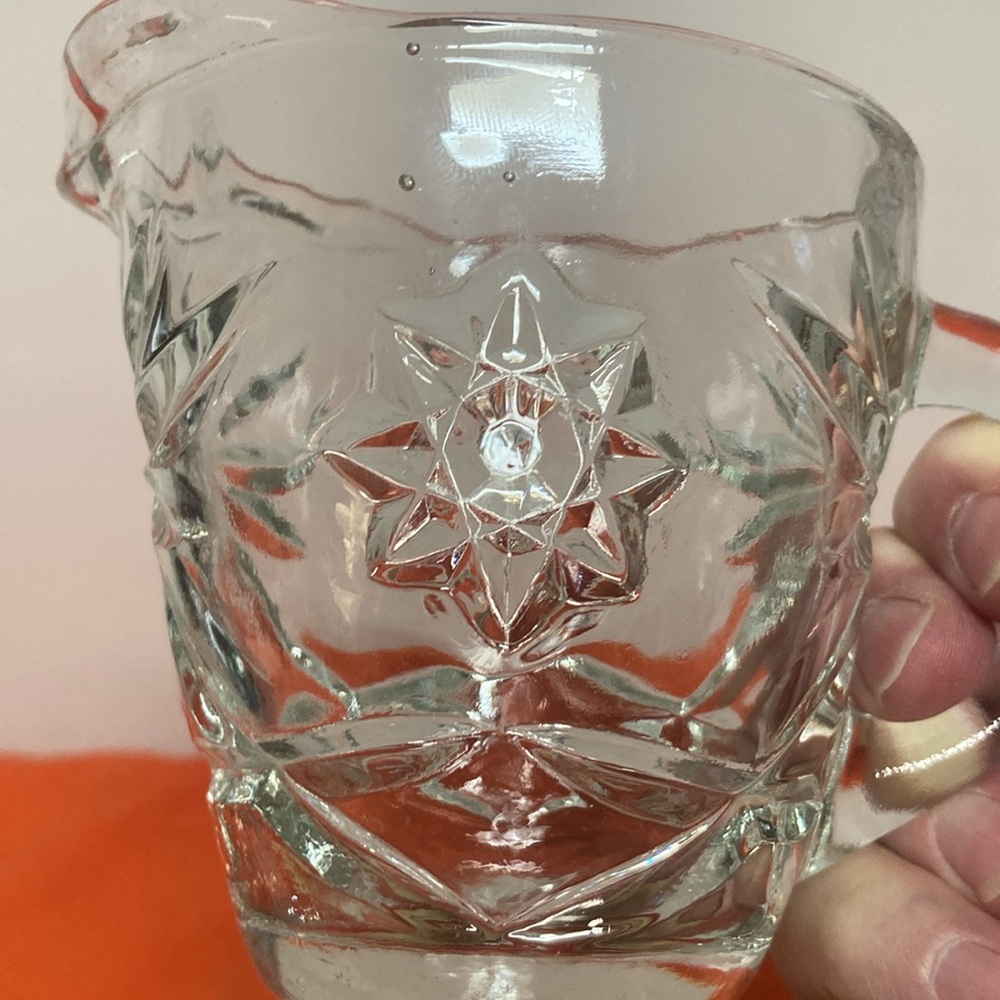 Vintage 1960s Anchor Hocking Star of David Glass Creamer and Sugar Bowl with Lid - Picture 4 of 10